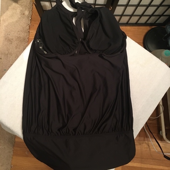 NWT Athena One Piece Halter Top Swimsuit Bathing Suit Black 18W NEW - Picture 5 of 9